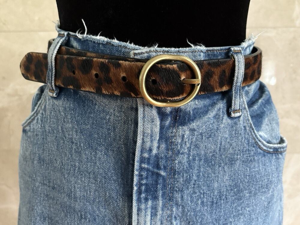 Patricia Nash Calf Hair Dyed Leather Belt — L Leopard Western Glam Beth Dutton